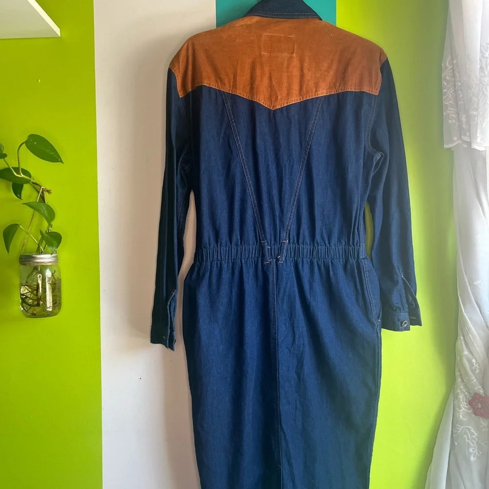 Denim Corduroy Western Dress - Picture 5 of 7